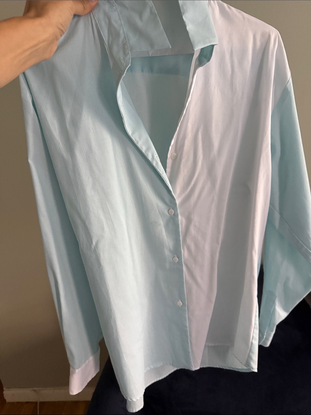 Women’s light blue and white Button-Down Shirt
